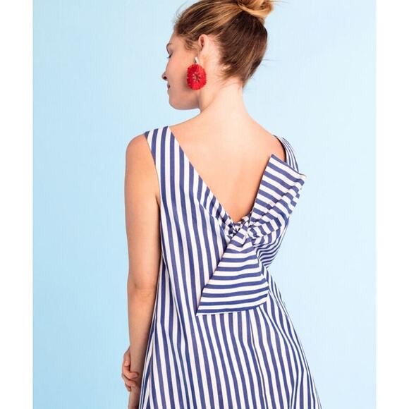 Vineyard Vines Dress Beachcomber Blue White Stripe Bow Shift Mini Cotton 0 - Picture 5 of 8